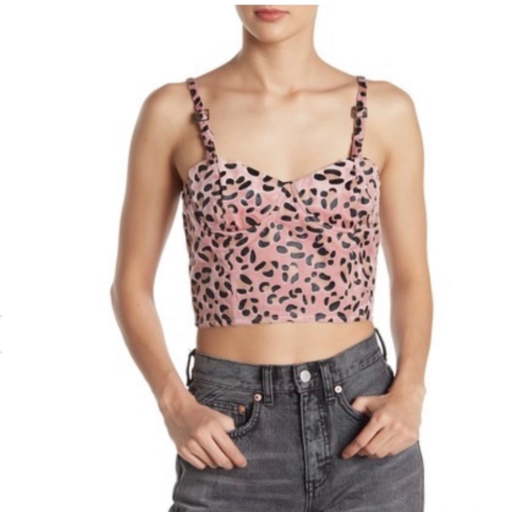 Wild Honey Crop Faux Fur Leapord Print Bustier